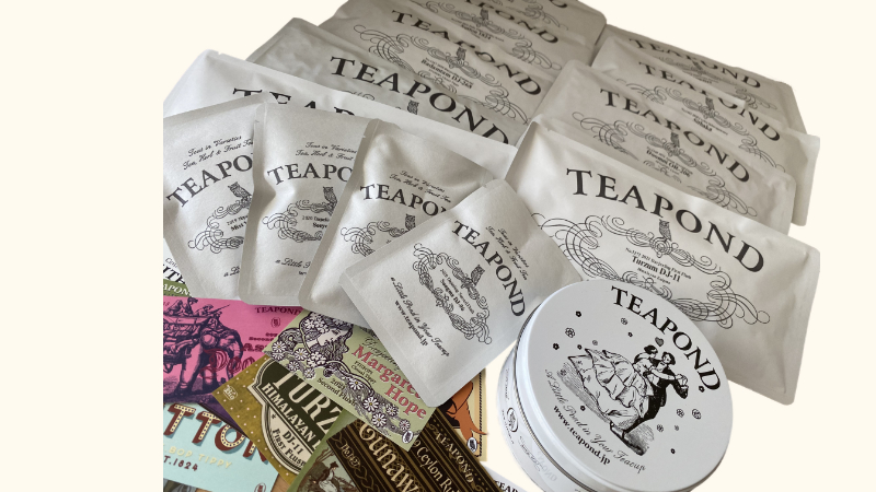 ティーポンド福袋のピュアティーの中身で紅茶14種類と紅茶説明カードと紅茶缶1種類