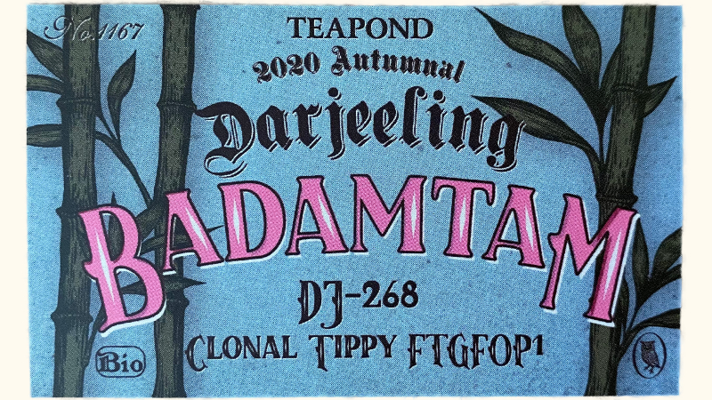 ティーポンドの2020年ダージリンバダンタム茶園オータムナルの説明カードの表面