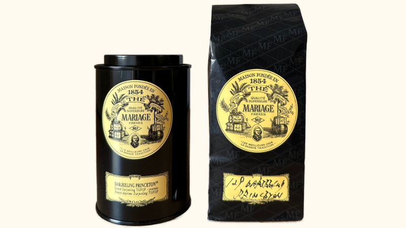 マリアージュフレール ダージリン プリンストンの紅茶缶とグラム購入のパッケージ