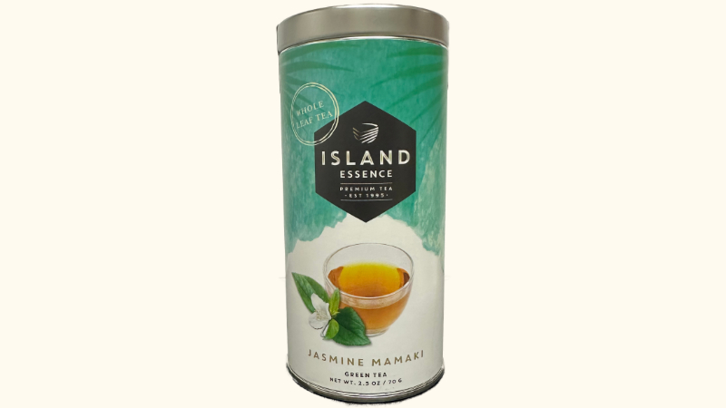 ティーチェストハワイ ジャスミン ママキ グリーンティーの茶葉缶