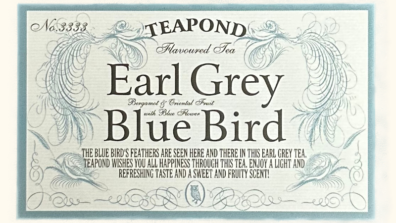 ティーポンド アールグレイ ブルーバードの説明カードの表面